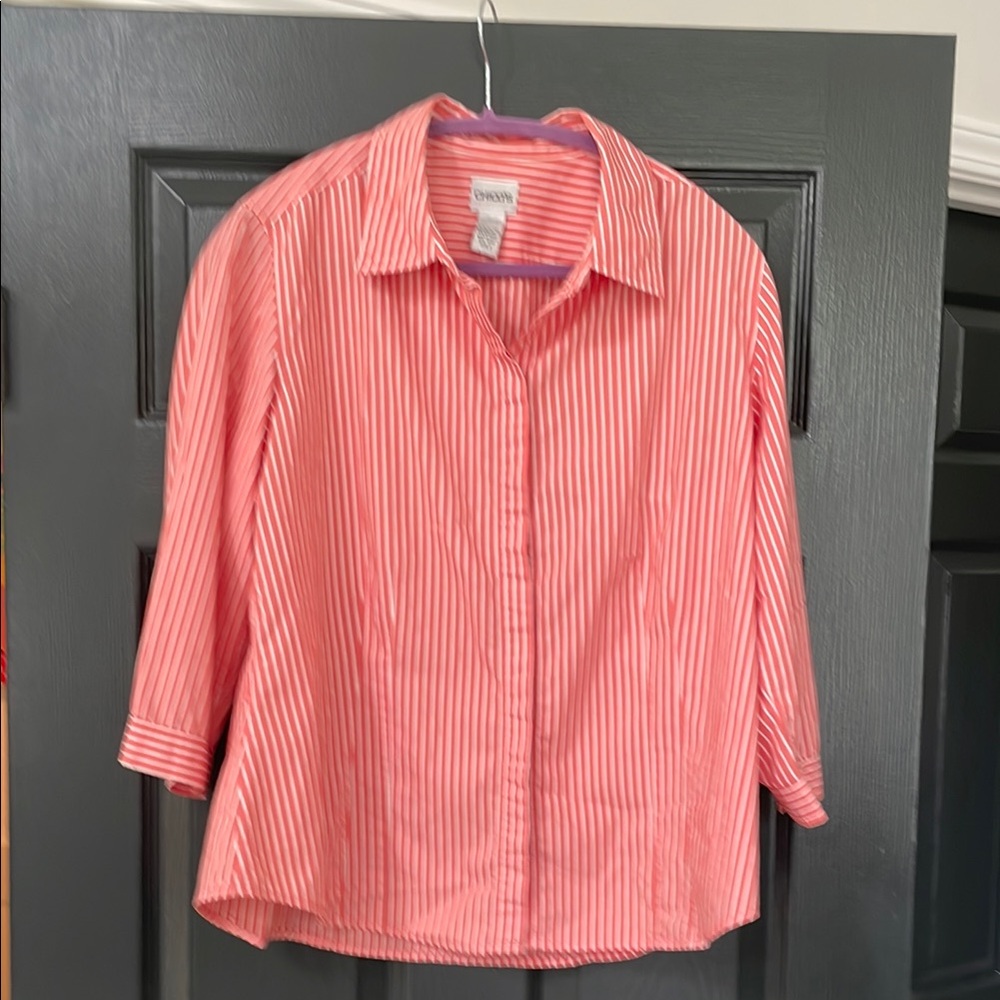 Chico’s Striped Button Down Top